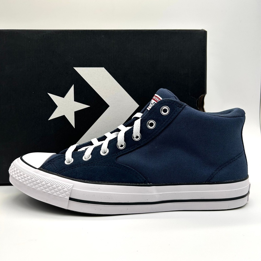 Converse Malden Street Mid Shoes Mens 11 Navy Blue Sneakers Canvas Padded Collar